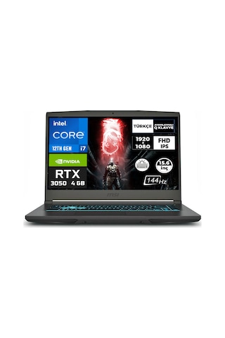 MSI THIN 15 B12UC-1479XTR006 i7-12650H 32 GB 512 GB SSD 4 GB RTX3050 15.6" W11P Dizüstü Bilgisayar