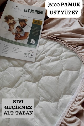 Ely Parker Alez Sıvı Geçirmez Pamuklu Kapitoneli Fitted Kahve Çift Kişilik Tek bebek su yatak Koruyucu YSTK79 Kahverengi