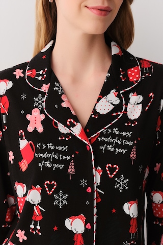 Suwen Lulusu Maskülen Pijama Takımı Sh26259660b911 Siyah Desenli