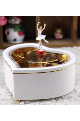 Mobgift Kalp Kurmalı Müzik Kutusu Beyaz