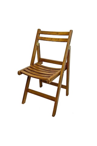 Burgaz Katlanır Ahşap Bahçe Balkon Sandalyesi -Kolçaksız Ahşap