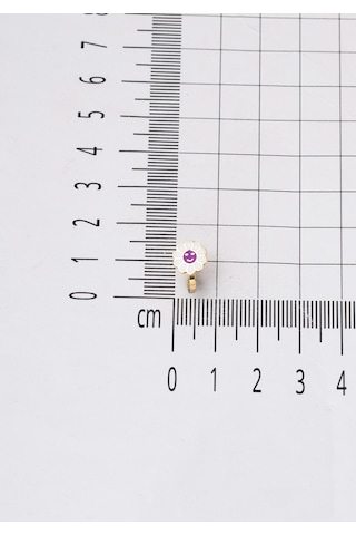 Bilezikci Mor Papatyalı 14 Ayar Altın Çocuk Küpesi Sarı Altın