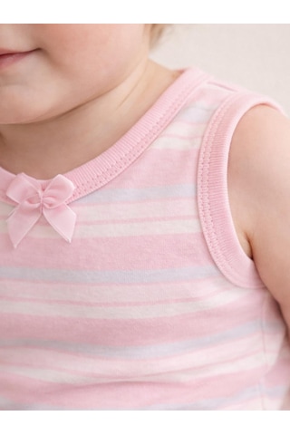 Civil Baby Çizgili Fiyonklu 1-3 Yaş Çıtçıtlı Badi - Pembe