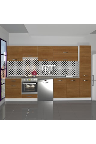Decoraktiv Elite 325y Ankastre Fırın Modüllü Mdf Hazır Mutfak Dolabı - Tezgah Dahil - Naturel Ceviz