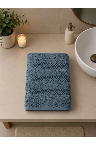 Pamuklu Saç Havlusu 50x90 Ve Banyo Havlusu 90x150 Yumuşak Dokulu Emici Saç Vebanyo Havlusu Lacivert