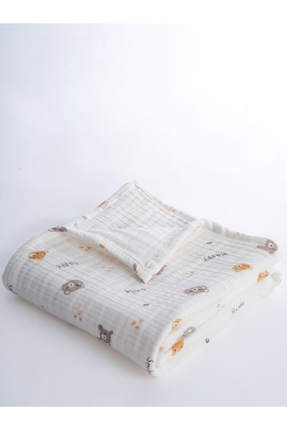 Eifin 4 Katlı Çok Amaçlı Müslin Örtü & Battaniye %100 Pamuk, Kutulu Oeko-teks Sertifikalı 80x80 Cm Beyaz