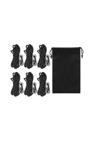 Monyee Alüminyum Alloy Tente Kordaj Seti, 6 Adet 4m Polipropilen Teli, Yansıtıcı Malzeme, Taşınabilir Depolama Çantası, Karanlıkta Görünürlük Artırır, Çadır Ve Kanopi Kurulumu İçin Siyah