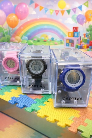 Captiva Digital 3 Atm Suya Dayanıklı Işık+alarm+kronometre+takvimli Çoçuk Kol Saati Cp.ml.002s3 Pembe