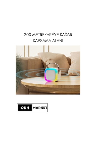 Kablosuz Karaoke Bluetooth Hoparlör Tek Mikrofonlu Rgb Işıklı, Taşınabilir, Usb/sd Parti Hoparlörü