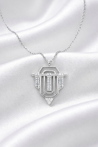 Çekirdekjewelry 925 Ayar Gümüş Zirkon Taşlı Modern Geometrik Kolye Parlak Taş Detaylı Şık Kadın Kolye Gümüş