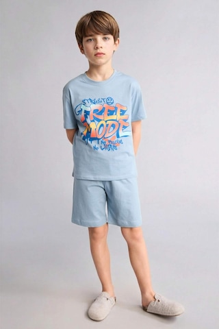 Defacto Baskılı Tişört Şort Pijama Takımı Erkek Çocuk G8826a826hsbe760 Mavi-be760