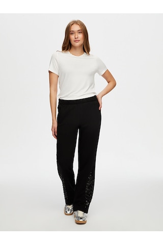 Boncuk Payet İş Detaylı Wide Leg Fit Eşofman Alt W26esa008 Uw26esa00810 Siyah