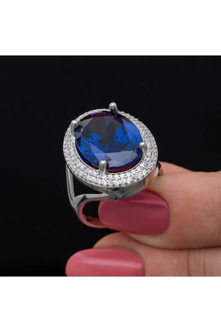 Casera's Gümüş Safir Taşlı Kadın Yüzük Csr2185505 Gümüş