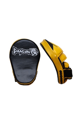 Dragondo 40210-l Hakiki Deri Ellik Kick Boks Lapa - Çift Siyah - Sarı