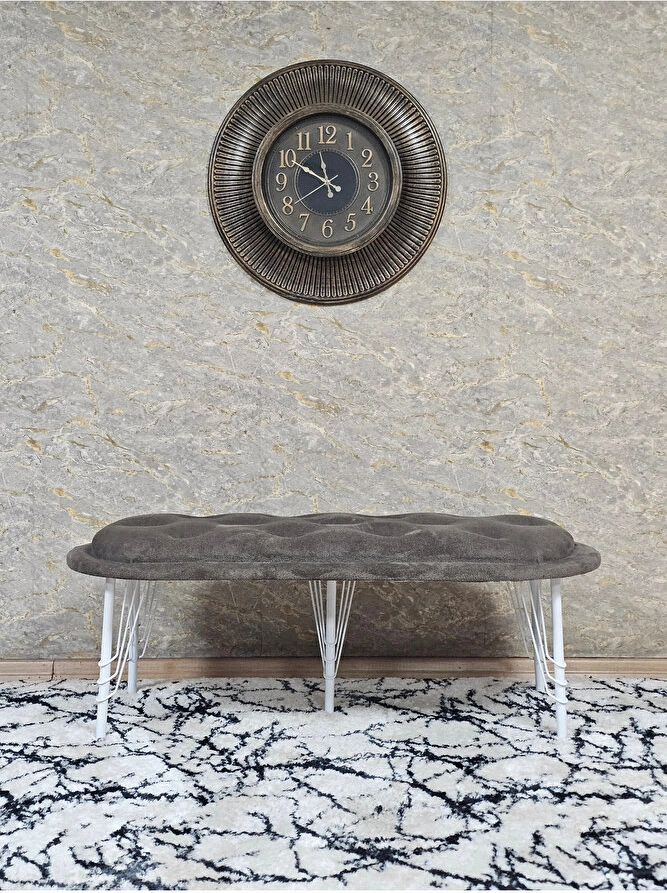 Ufo Oturak Bench - Beyaz Boyalı Telli Ayak - Oturak - Bench - Puf Çok Renkli