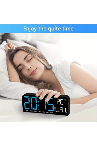 Willowhaven Beyaz Ekranlı 10 İnç Dijital Saat Büyük Ekran Çift Alarm Zamanlayıcı Otomatik Parlaklık