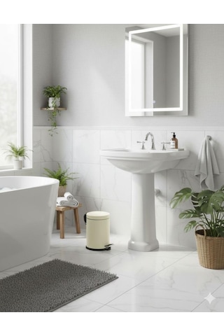Vinoks Premium Serisi 12 Litre Hacimli Paslanmaz Banyo-mutfak Pedallı Çöp Kovası Krem, 12l Renkli