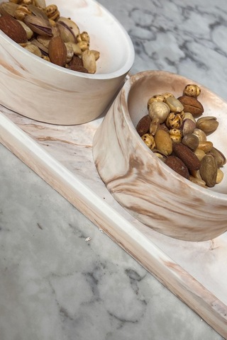 Marble Serisi Üçlü Çerezlik Kahve Tonları