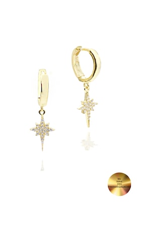 Brezza Lusso Jewelry 18k Serie Oro North Star Sallantılı Kadın Gümüş Küpe