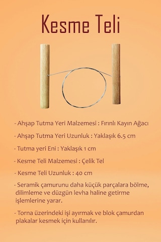 Seti 5'li Kil Şekillendirme Seti Seramik Seti Çamur Kesme Teli Çelik Tel