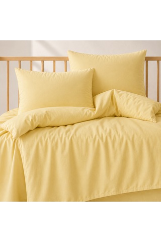 Lief Home %100 Pamuklu Sertifikalı Bebek Nevresim Takımı 100x150 63 Tel Dokuma Kutulu Gönderim Sarı