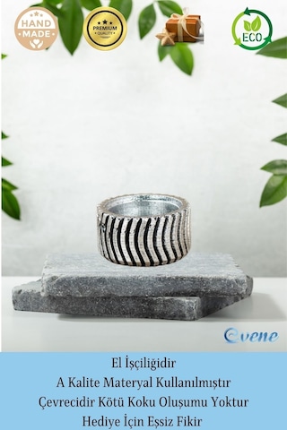 Mumluk Şamdan Tealight Mum Uyumlu Tekerlek Model - Gümüş Eskitme