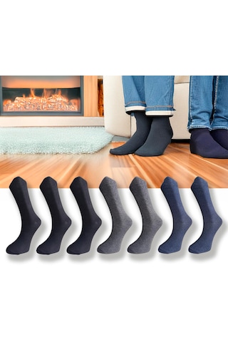 Silk Step 7'li Paket ,düz Desensiz 3 Çift Siyah, 2 Çift Antrasit , 2 Çift İndigo Renk , Erkek Çorabı Siya - Antrasit - Indigo