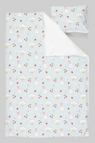 Organik Tek Kişilik Nevresim Takımı 160x220 - Şirin Tavşanlar Renkli