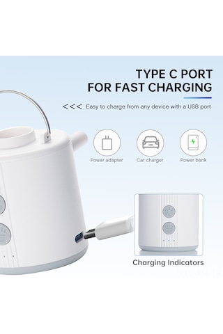 Ximistore9 Tomshoo Mini Dört İşlevli Hava Pompa: Vakum, Kamp Lambası, Blower - 400lm Işık, 1600mah Pil, Taşınabilir野营用品