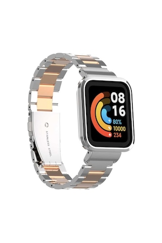 Xiaomi Redmi Watch Mi Watch Lite Uyumlu Krd-60 Metal Mkst Kordon-gümüş-rosegold