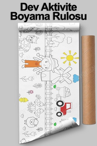 Melolisa Çiftlik Yaşamı Dev Boyama Kağıdı 2.5 Metre Tatil Aktivite Rulosu - Çocuk Eğitici Boya Rulo Kağıt