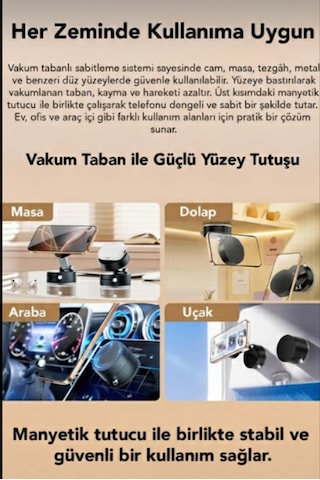 Premium Kilitlenebilir Vantuzlu-telefon Tutacagı Siyah