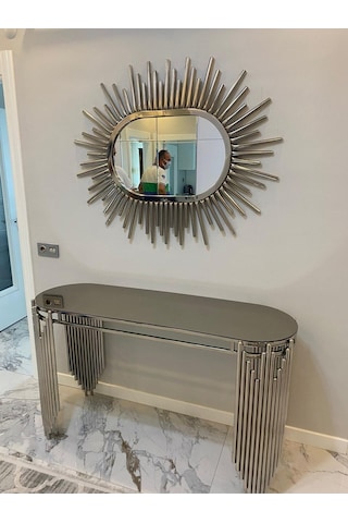 Ekgconcept Piyano Model Lüx Gümüş Dresuar Ve Elips Ayna Gold