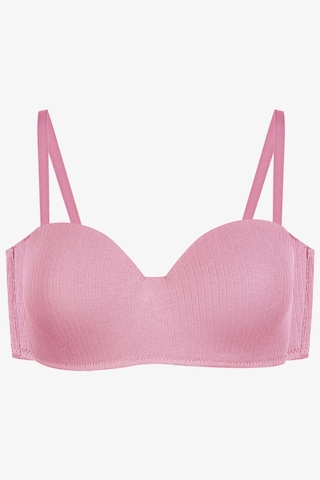 Kadın Dolgusuz Pamuklu Fitilli Straplez Sütyen Pudra