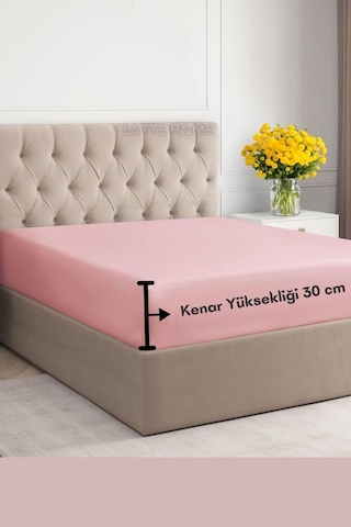 Pembe Renkli %100 Pamuklu Penye Kumaş Fitted Lastikli Çarşaf Pembe