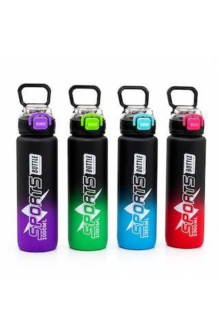 Çift Renkli Tutmalı Plastik Pipetli Spor Matara Suluk 1000ml Herhangi Bir Renk Gönderilir 5691 .