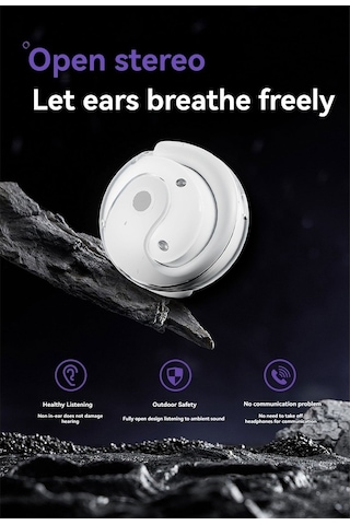 Novahub Yeni Nesil Bluetooth 5.4 Kulak Asılı Tws Kulaklık, Uzun Ömürlü, Rahat Kullanım, Açık Holografik Ses, Beyaz