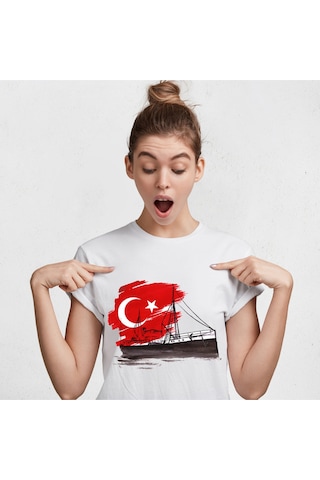 Sıfır Yaka Tişört Kişiye Özel Baskı Resim Baskılı T-shirt Beyaz