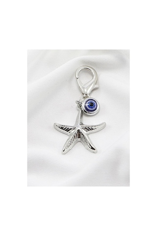 Metal Deniz Atı Nazar Boncuğu Klipsli Küçük Charm Anahtarlık Cüzd 31980758