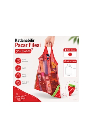 Çilek Görünümlü Katlanır Pazar Filesi