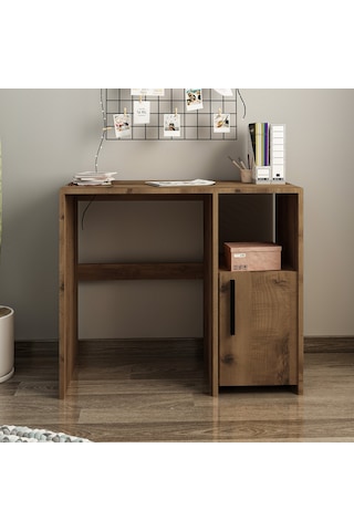 Kuzey Tek Kapaklı Çalışma Masası Minimal Tasarım Antik Ceviz