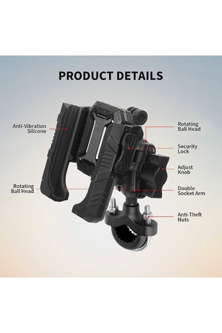 Mechrıg 12.7 - 33 Mm Uyumlu U Tipi Motosiklet Telefon Tutucu