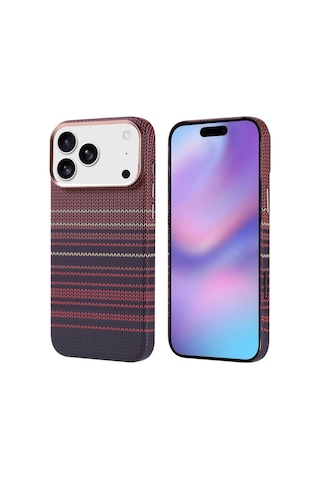 Zore Apple iPhone Uyumlu 17 Pro Max Kılıf M-safe Şarj Özellikli Karbon Fiber Görünümlü Omsy Nekst Kapak - Kırmızı