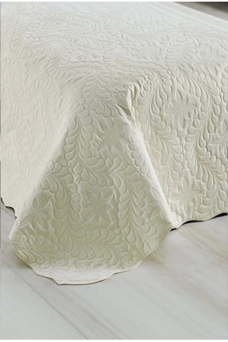 Tek Kişilik Düz Renk Kapitone Yatak Örtüsü, Sade Ve Şık Görünüm 175 X 250cm Krem