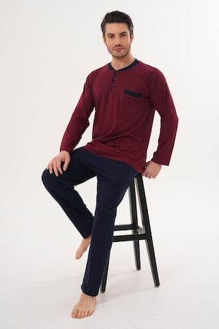 Markalinda 3126 Bordo %100 Pamuk Büyük Beden Erkek Pijama Takımı Bordo