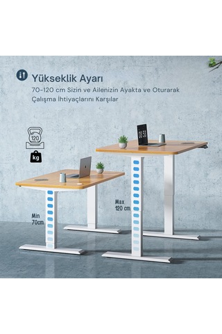 Yükseklik Ayarlanabilir Masa Çift Motor Mobil Kontrol Tablasız