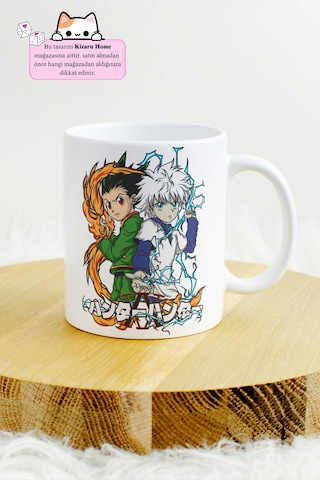 Hunter X Hunter - Gon And Killua Anime Tasarım Baskılı Porselen Kupa Bardak Beyaz
