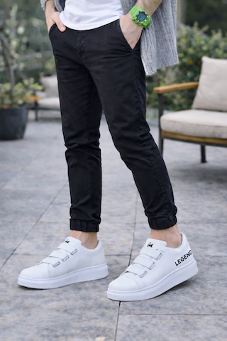 Aymood Jy029 Mono Bağcıksız 3 Bantlı Lastikli Legend Cilt Erkek Günlük Sneaker Ayakkabı Cbt - Beyaz
