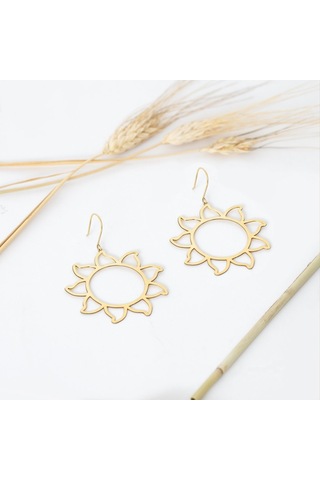 Dkmn Gümüş Güneş Sembolü Gümüş Küpe, 925 Ayar Kadın Gümüş Küpe