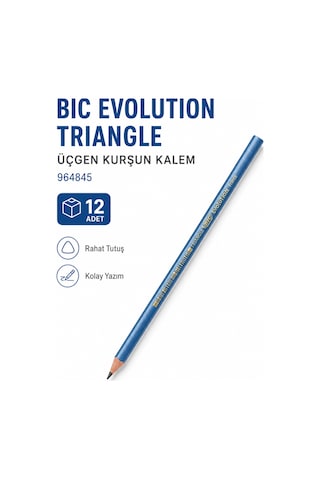 B.ı.c Evolution Triangle Üçgen Kurşun Kalem 964845 12'li Paket Mavi